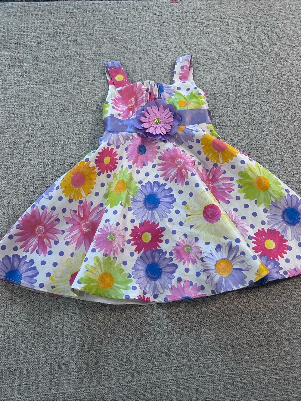Youngland Girls Floral Sunburst Dress with Purple Sash Size 4